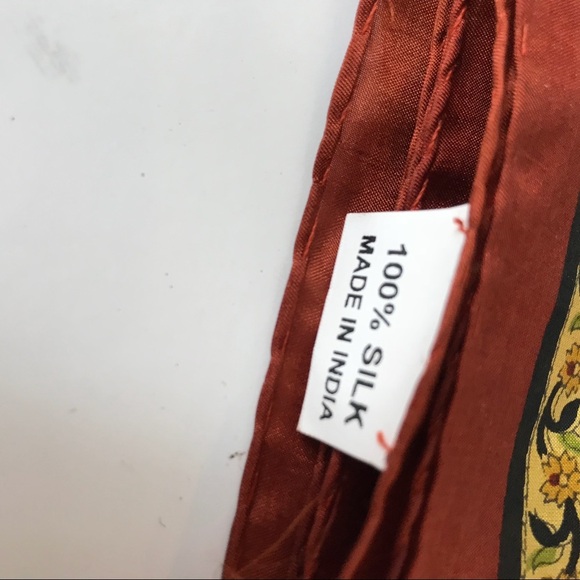 Paisley scarf head Silk Brown Yellow MCM - Picture 2 of 6